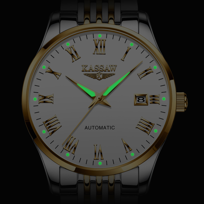 卡梭kassaw手表男士自动机械表商务薄款防水夜光学生男表k875g