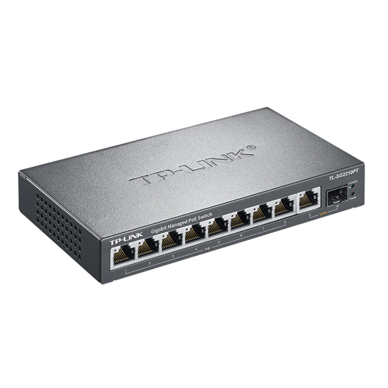 普联 TP-LINK 全千兆云管理PoE交换机 支持手机远程 1个千兆SFP光口 8口POE供电 TL-SG2210P