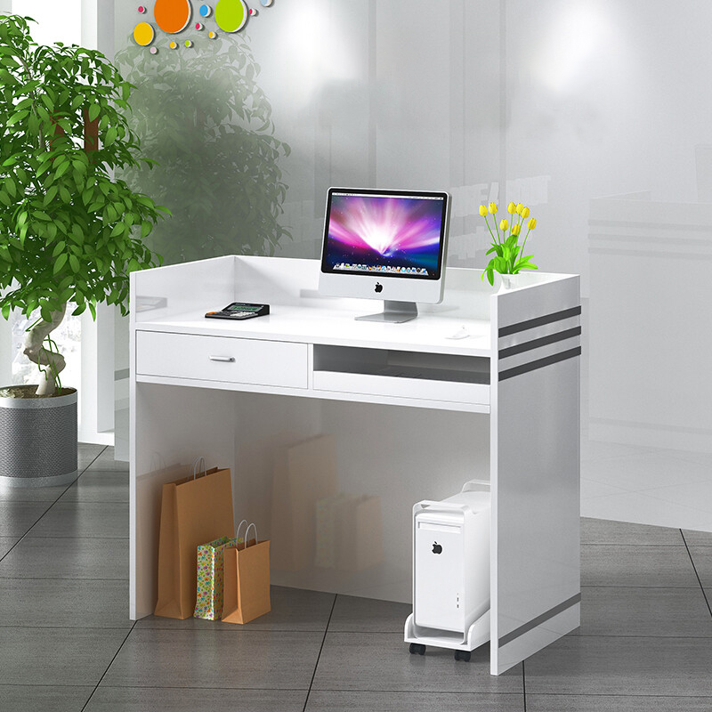 绵冠MIANGUAN前台简约现代收银台柜台小型吧台超市服装收银台接待台高清大图