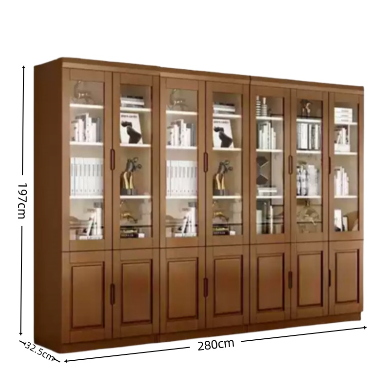 智叶舟实木办公柜280*32.5*197cm台高清大图