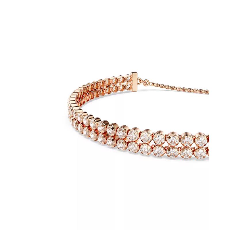 施华洛世奇(SWAROVSKI)玫瑰金镀层施华洛世奇锆石网球手链女士时尚锁扣可调节手镯高清大图