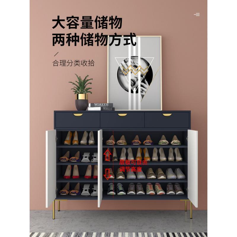森美人轻奢鞋柜家用口大容量窄简约现代厅柜入户进实木北欧玄关柜高清大图