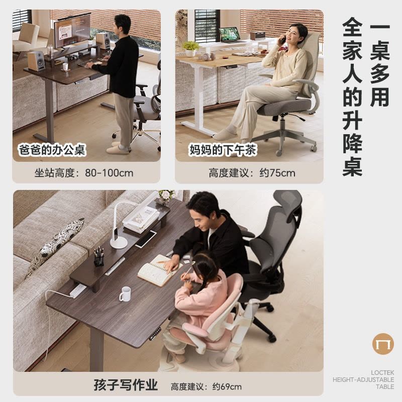乐歌EM3智能电动升降桌电脑桌居家办公桌升降学习桌书房书桌图片