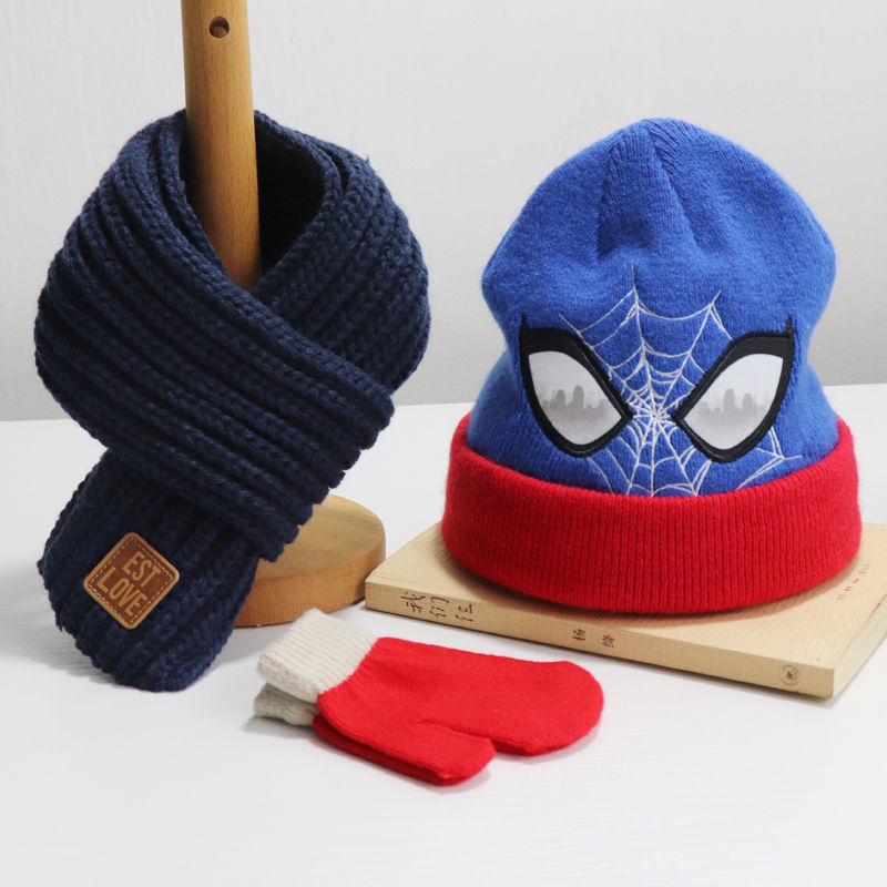 秋冬季儿童帽子围巾男宝宝针织毛线蜘蛛侠帽子围脖套装女男孩冬天聿垣格参数配置 规格 性能 功能 苏宁易购