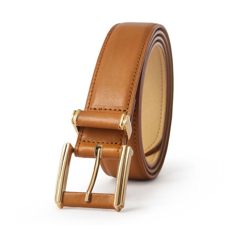 新颖阿玛施正品牌女装2020新品韩版时尚潮流简约纯色光面针扣真皮皮带