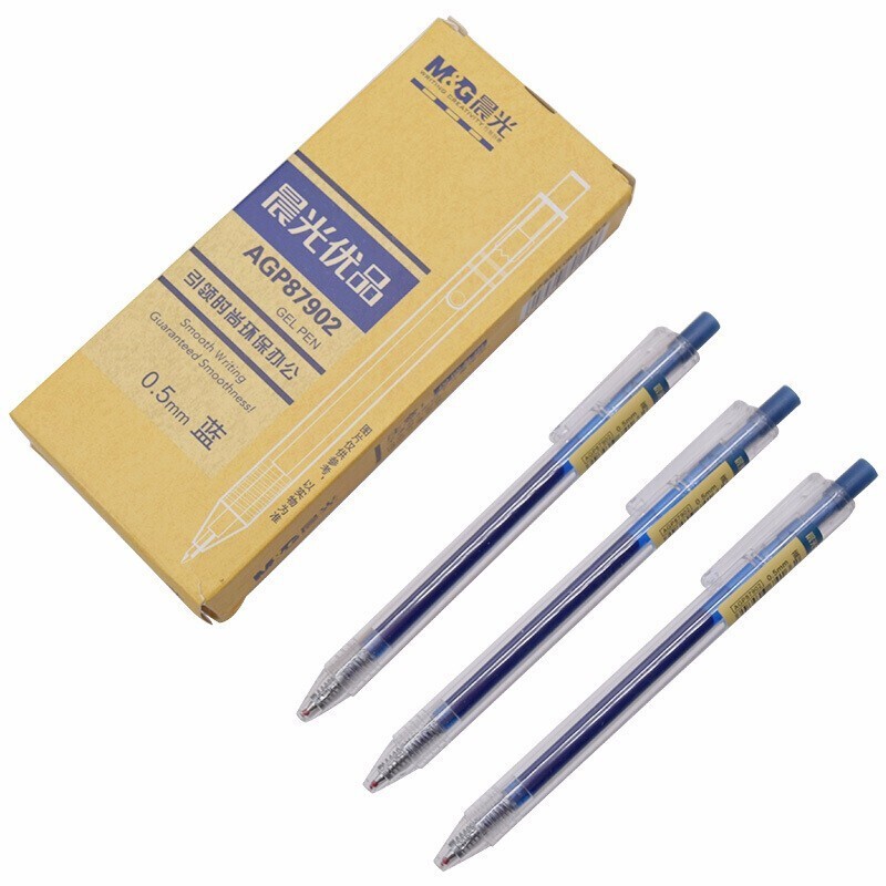 晨光按动中性笔优品AGP87902蓝0.5mm子弹头签字笔 12支/盒 蓝色高清大图