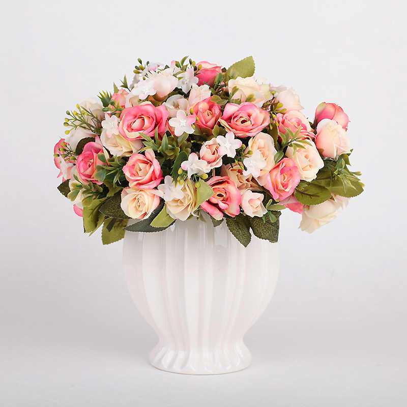 鱼丸装饰摆件仿真花餐桌绢花干花室内装饰客厅玫瑰摆件花艺花瓶 蝴蝶兰餐桌绿植摆件电视柜盆栽清新粉色香妃玫4枝加榴莲瓶 价格图片品牌报价 苏宁易购苏苈然家居专营店