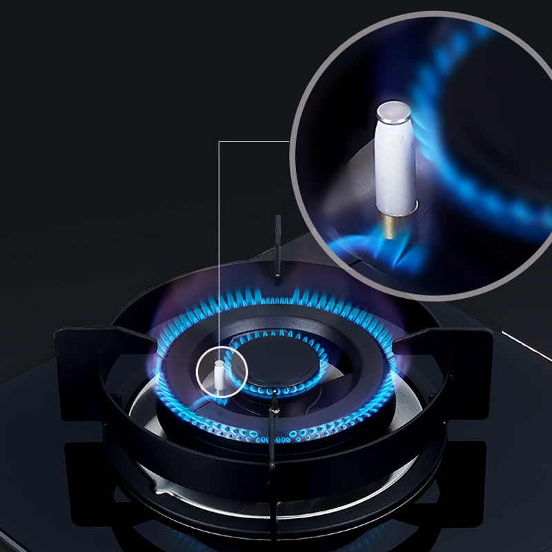 AIER爱尔燃气灶JZY-1220液化气5.0kW大火力台嵌两用防爆钢化玻璃面板可拆洗保洁炉头聚能环炉架高清大图