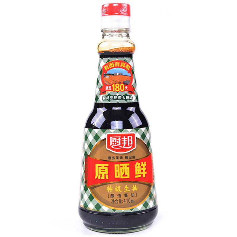 厨邦原晒鲜410ml瓶装调味品酿造酱油生抽晒足180天味道鲜美烹饪炒菜