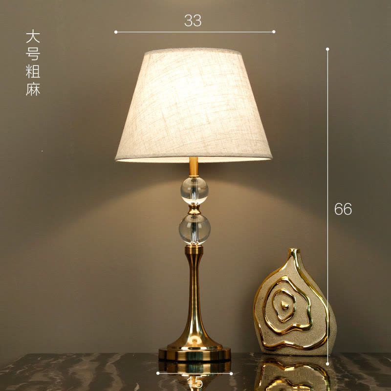 美式仿铜水晶陶瓷触摸卧室床头台灯现代简约客厅家用温馨床头灯图片