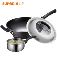 苏泊尔(SUPOR)炒锅34cm臻铁真不锈健康铸铁锅 FC34Z3 无涂层炒菜锅燃气灶明火电磁炉通用锅具厨具苏泊尔炊具