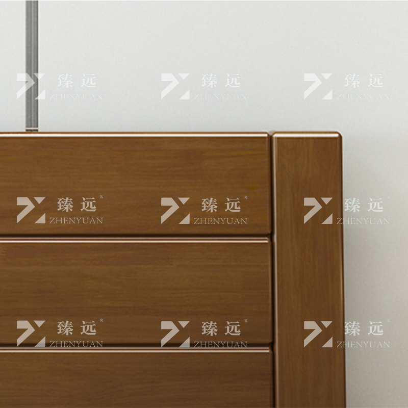 臻远 ZY4012005 胡桃色实木床单人床宿舍公寓床 1.5米床含1个床头柜