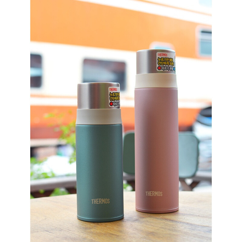 膳魔师(THERMOS)进口真空304不锈钢保温杯FFM-351K-SG 绿色350ML商务办公学生男女一杯两用