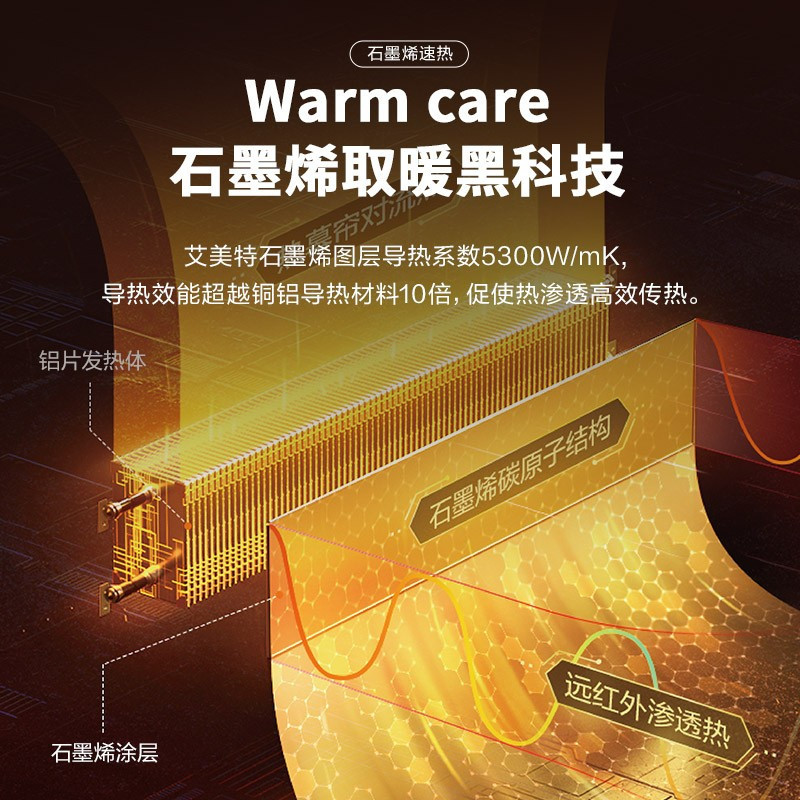 艾美特(Airmate)踢脚线取暖器 HD22-R37 电暖器轻音节能母婴可用电暖气片家用办公大面积遥控定时浴室移动地暖