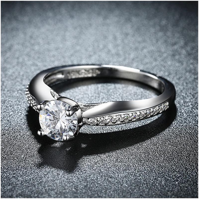 R837-CCouple Love Gold Rings铂金订婚戒指男女钻石情侣简约日韩送女朋友七夕情人节礼物