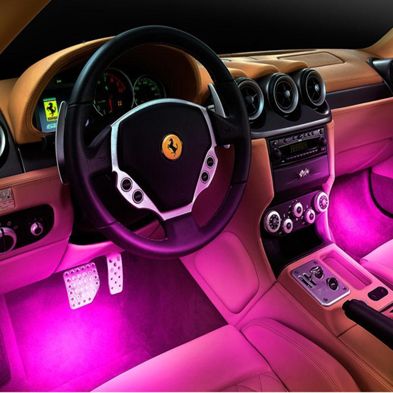 适用于汽车装饰led气氛灯点烟器直插室内氛围灯脚底灯内饰免改装扁形