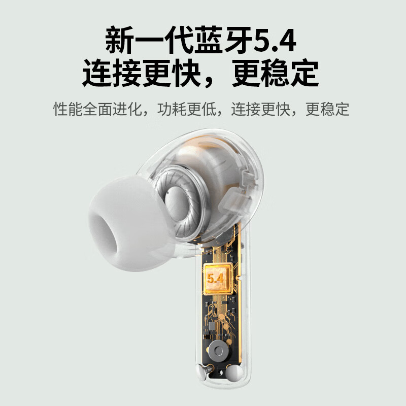 绿联HiTune T6s杆式主动降噪真无线5.4蓝牙耳机入耳式 青色 WS205/55456 (货期3-6天)高清大图