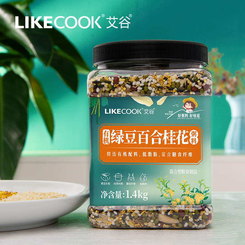 艾谷 有机绿豆百合桂花粥料1.4kg高清大图