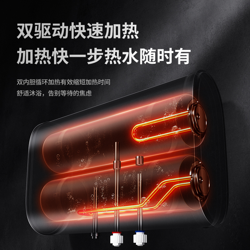标配圆桶机械款⑥⓪升 半球热水器家用电储水式扁桶小型洗澡机淋浴卫生间40/50/60/80升L定制商品