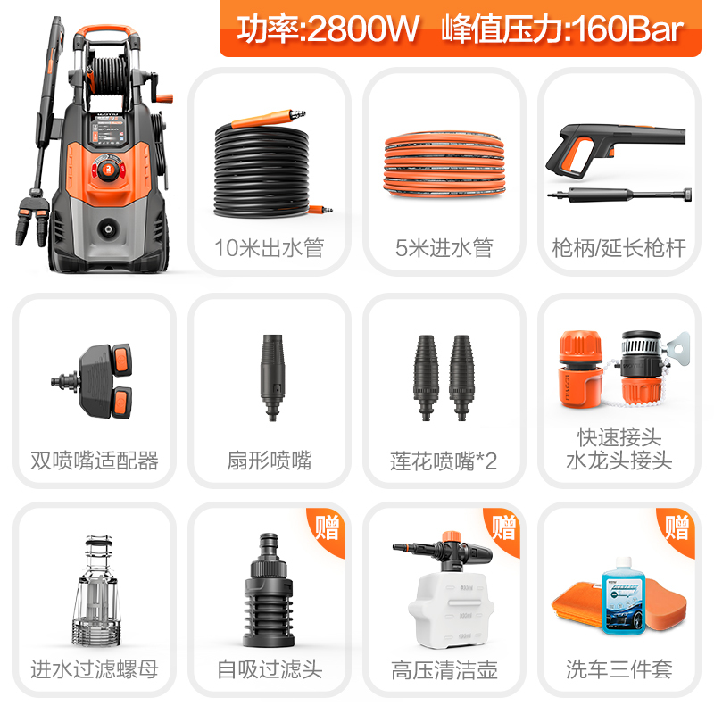 亿力洗车机超高压家用水枪水泵全自动大功率清洗机双擎双枪头