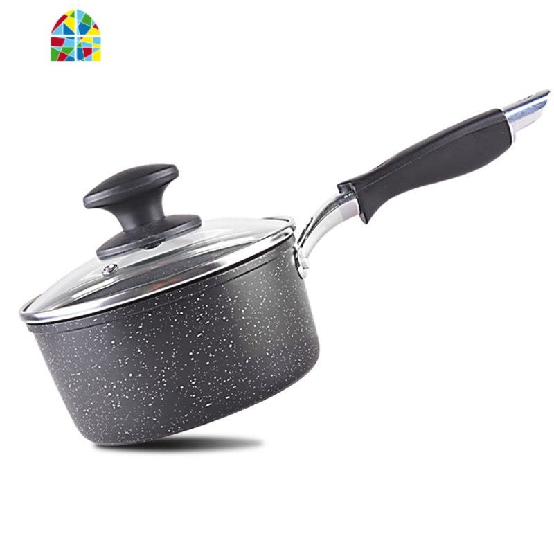 奶锅不粘锅燃气灶家用小锅煮不沾锅泡面麦石燃气16/18/20cm FENGHOU 乌黑压铸20cm麦饭石图片