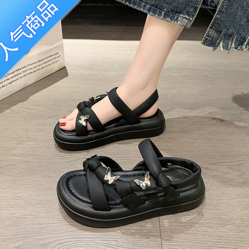 SUNTEK凉鞋女款夏季2023新款百搭时尚沙滩鞋子松糕厚底仙女风罗马尚高清大图