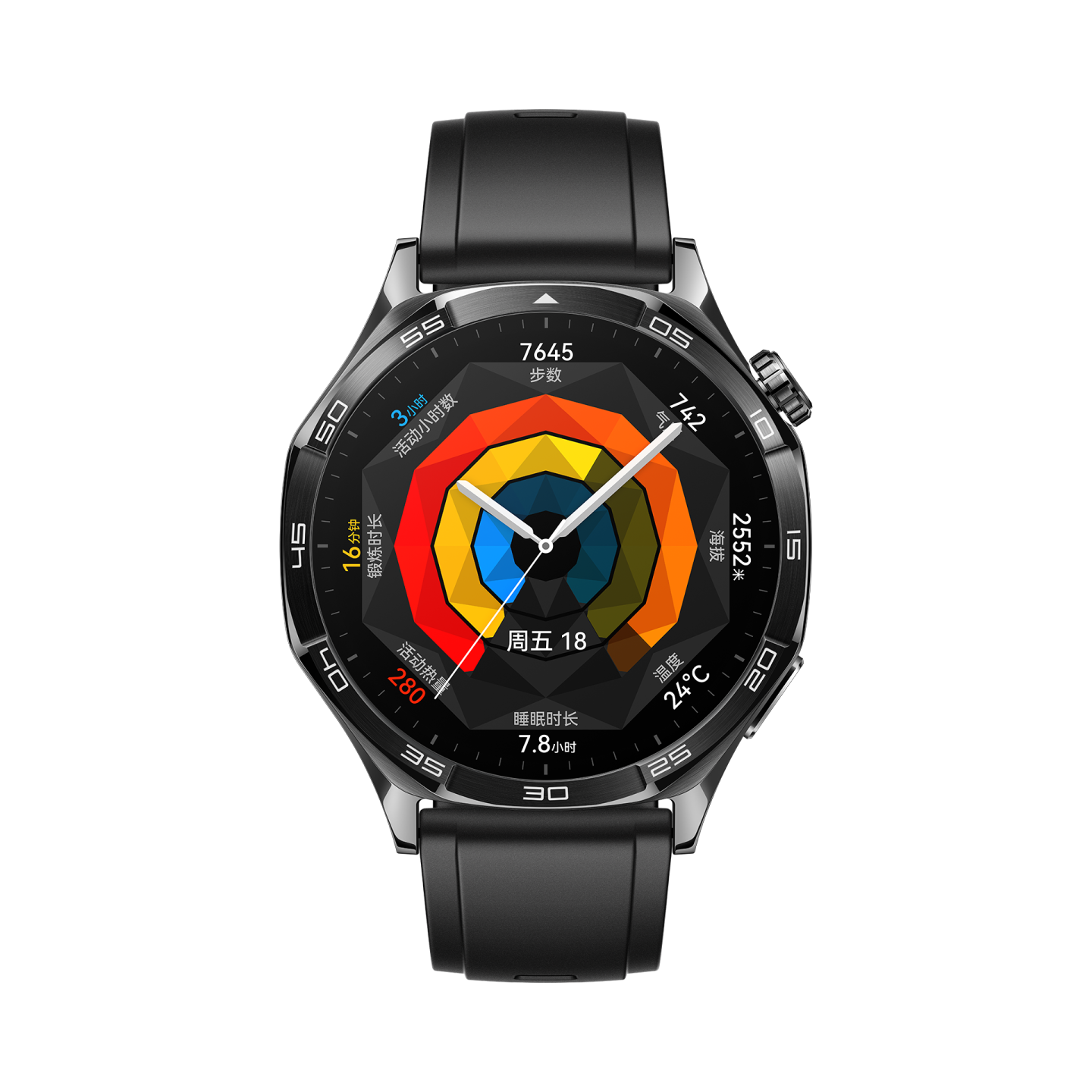 华为/HUAWEI WATCH GT5(46mm)幻夜黑 氟橡胶表带 智能手表 蓝牙电话 腕上微信 健康监测 100+运动模式 5ATM防水 音乐播放 NFC公交门禁 无线充电高清大图