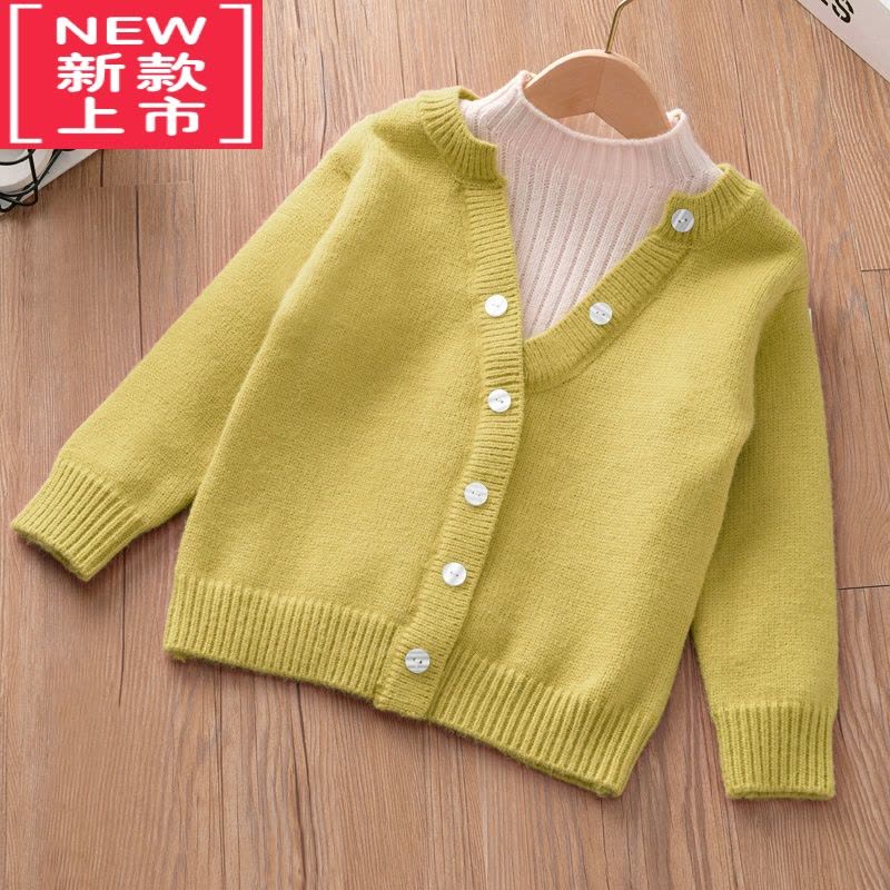 可莉允女童毛衣秋冬装新款小宝宝针织衫加厚儿童上衣外穿春秋季大童外套图片