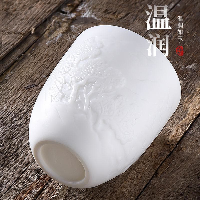 家柏饰(CORATED)羊脂玉茶杯单个主人杯浮功夫品茗杯家用个人杯礼盒装190135图片