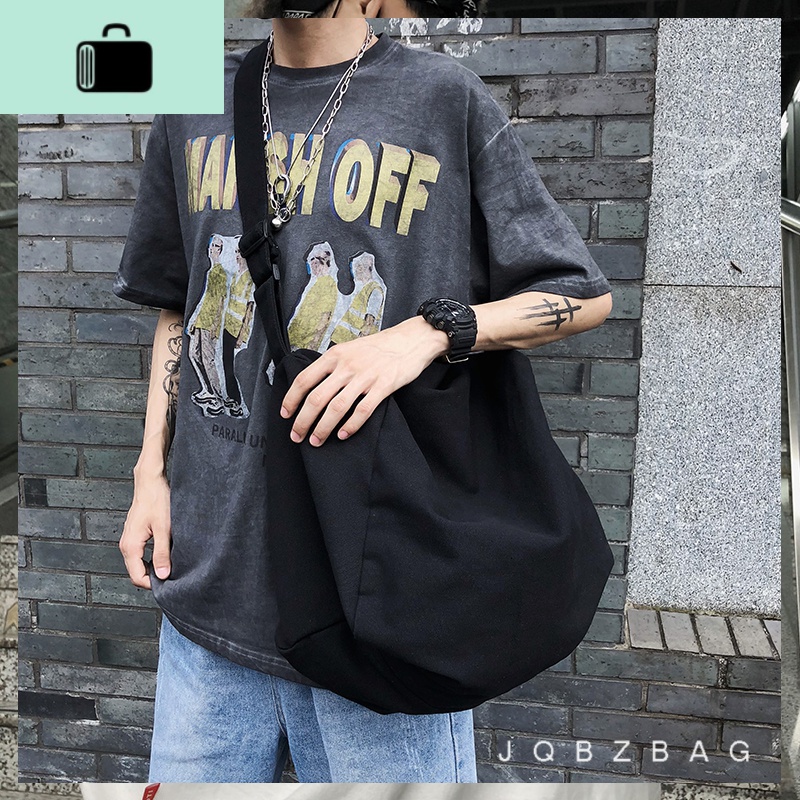 韩版大容量单肩斜挎包港风文艺包袋男潮牌ins学生上课手提包背包NEW LAKE男士斜挎包