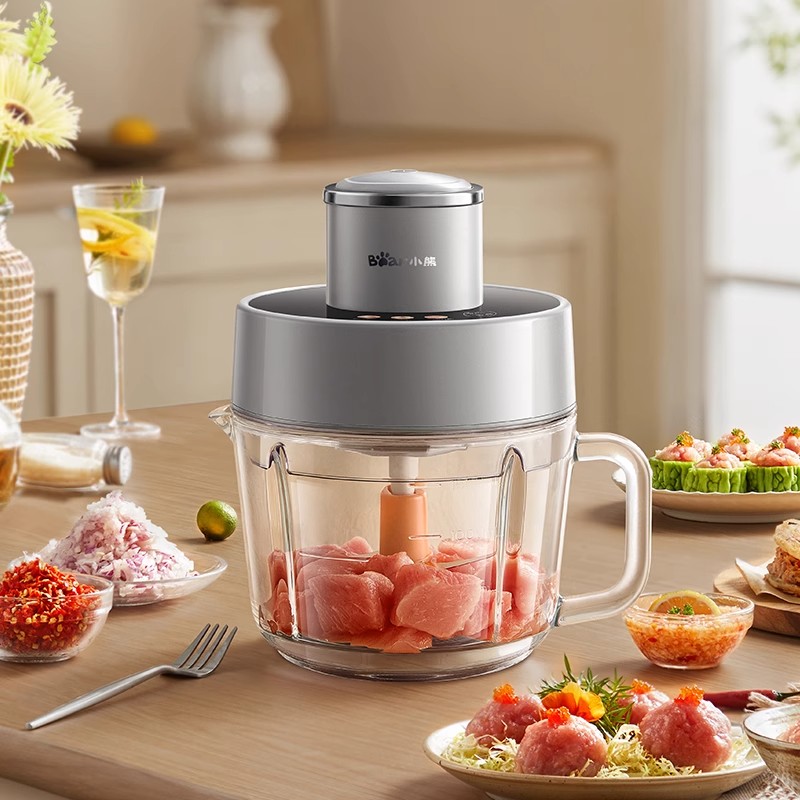 小熊绞肉机家用电动小型全自动多功能肉馅粗细料理机新款官方正品升级悬浮无孔斜刀[原装2副刀头] 2L智能款高清大图