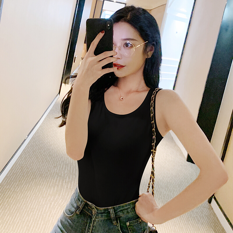 波迷娜(BOMINA)吊带背心女夏季性感外穿百搭显瘦小吊带潮吊带背心女2021新款棉黑色韩版修身百搭休闲内搭春夏性感上衣