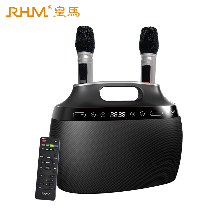 [春节可发货]RHM皇马K999便携式户外K歌家庭KTV广场舞音箱无线u段话筒麦克风手机唱歌手提蓝牙音响低音炮