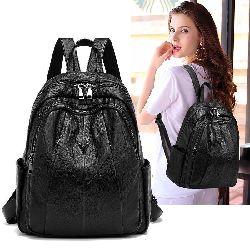 双肩包女2020新款休闲大容量软皮女士韩版旅行背包女