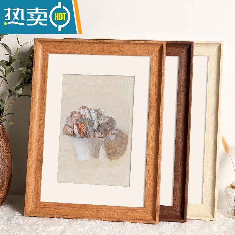 敬平复古画框装裱木质相框挂墙四4k8k八开水彩素描a3a4纸油画框架18寸 咖啡色 A4[可放21*29.7厘米]摆挂两高清大图
