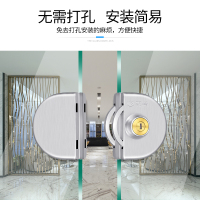 玥玛玻璃门锁双开门免开孔推拉单门锁不锈钢移门锁正品包邮