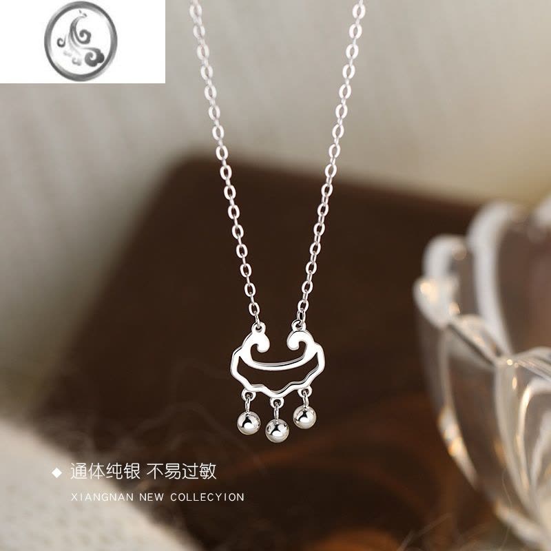 JiMi[]925银银平安锁项链2023年新款女春锁骨链小众长命锁图片
