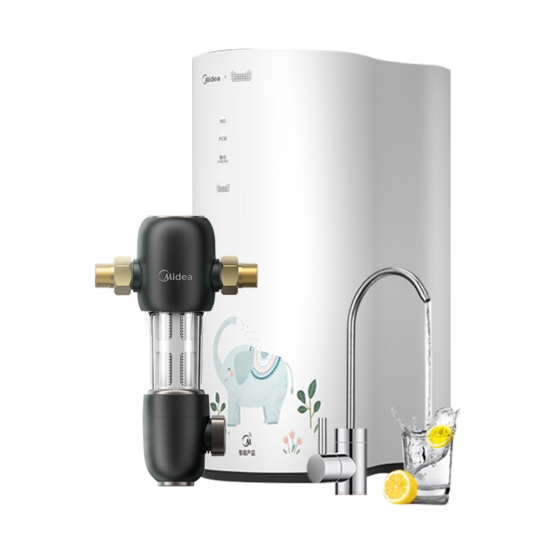 美的(Midea)全屋净水600G花生套装[花生大象+前置过滤器-48]智能家电净水器 家用直饮RO反渗透净水器