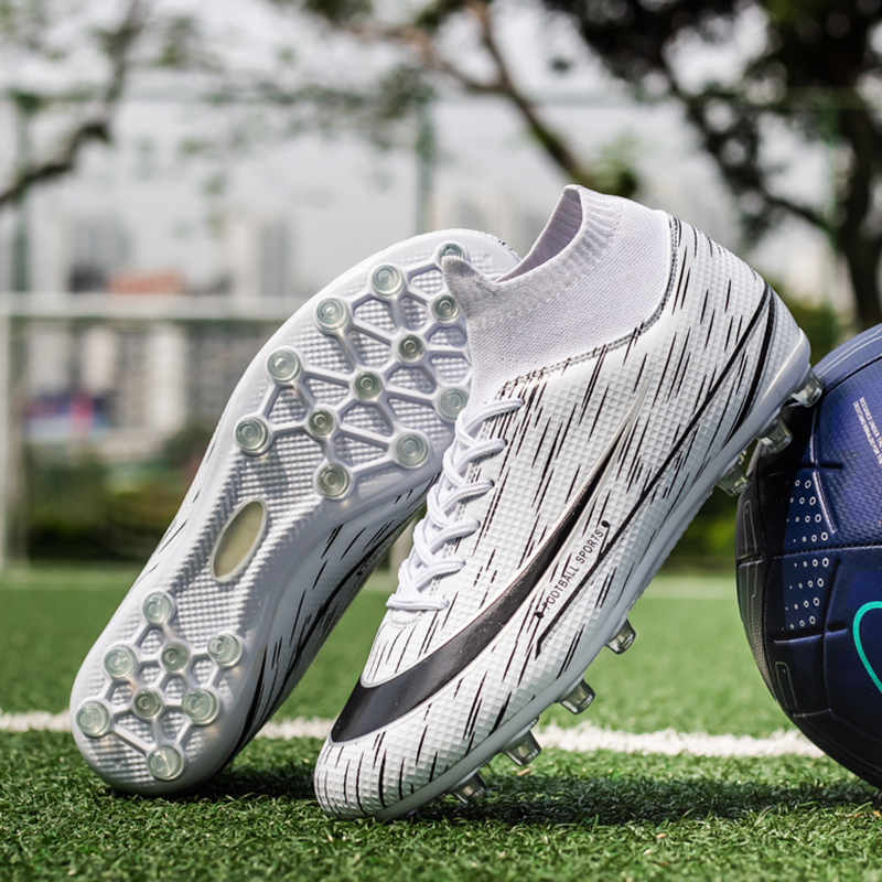 c罗cr7高帮足球鞋男女学生儿童长短碎钉小李子成人草地球鞋