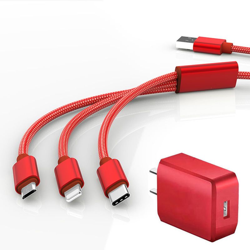 多功能快充电线插头充电器苹果安卓加长2手机通用米一拖三数据线中国