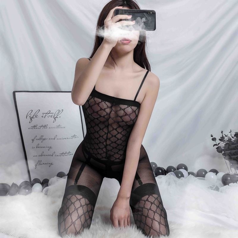 长夜漫漫情趣内衣女 性感网格连身衣连体吊带丝袜连体网衣8006高清大图