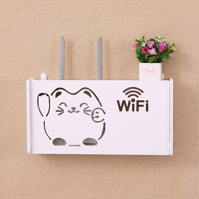 无线路由器收纳盒壁挂WiFi置物架装饰免打孔遮挡箱机顶盒架子