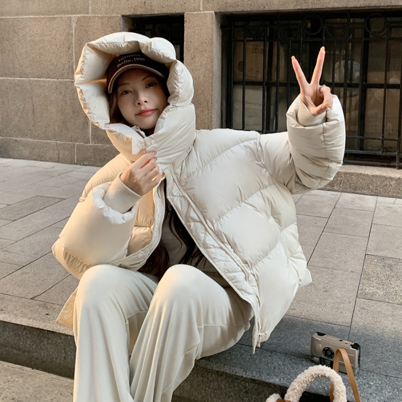 2025年新款棉服女冬短款加厚时尚棉衣韩版宽松面包服洋气棉袄外套 白色 M