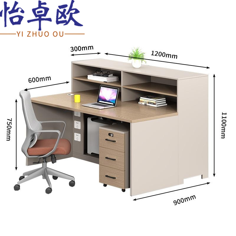 怡卓欧办公桌单人位+活动柜+椅组高清大图
