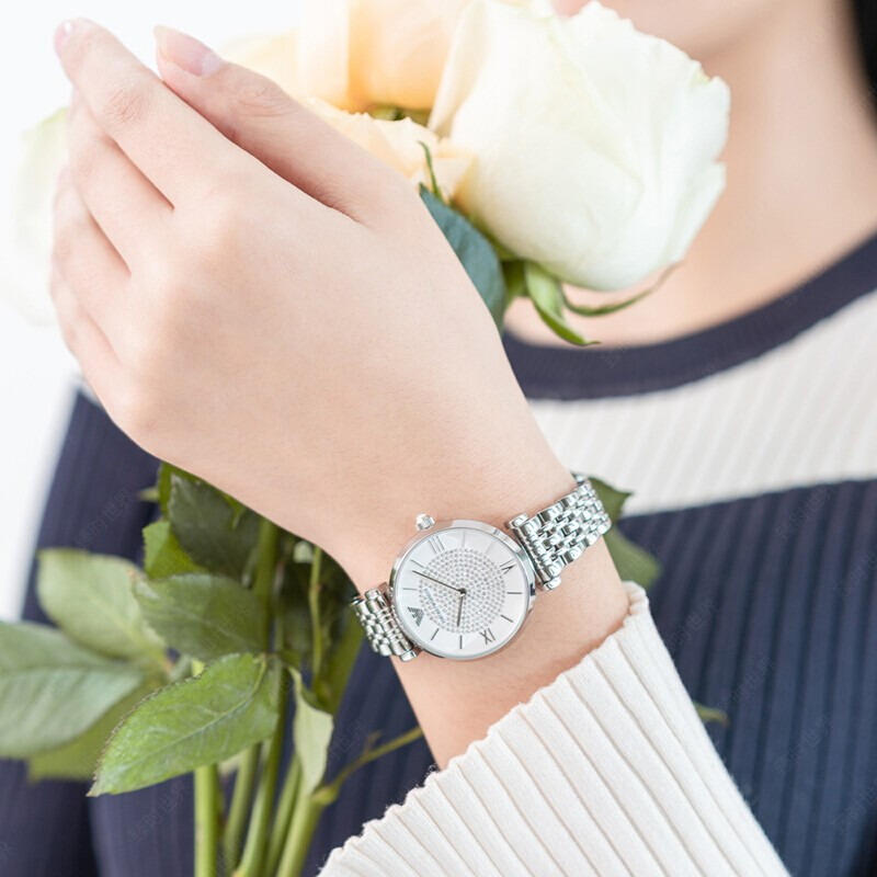 阿玛尼emporioarmani满天星手表女时尚女生礼物女士石英表玫瑰金钢带