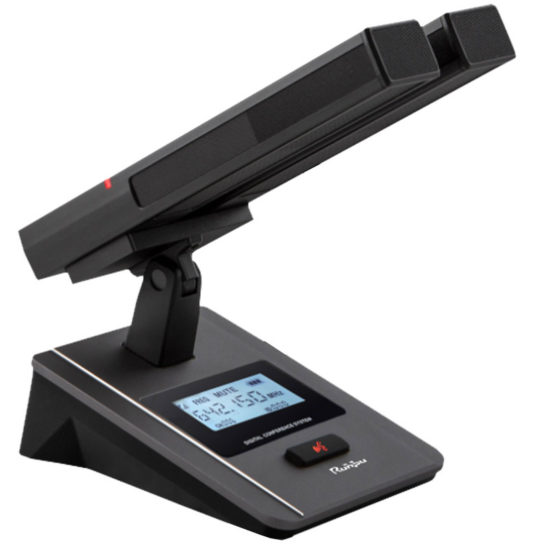 润普Runpu会议音频扩声系统 UHF红外对频 桌面式双杆方杆话筒专业无线一拖四鹅颈麦克风RP-SU54FS高清大图