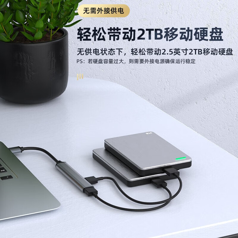 ZNNCO Type-C分线器 USB3.0扩展坞 雷电3 4拓展坞笔记本电脑高速传输一拖四HUB外接延长线集线器通用
