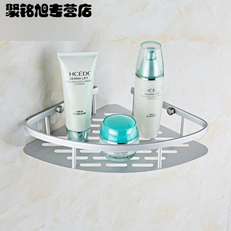 浴室用品浴室置物架卫生间壁挂浴室置物架太空铝单层转角架卫生间三脚架收纳架壁挂层架可水洗易安装卫浴置物架
