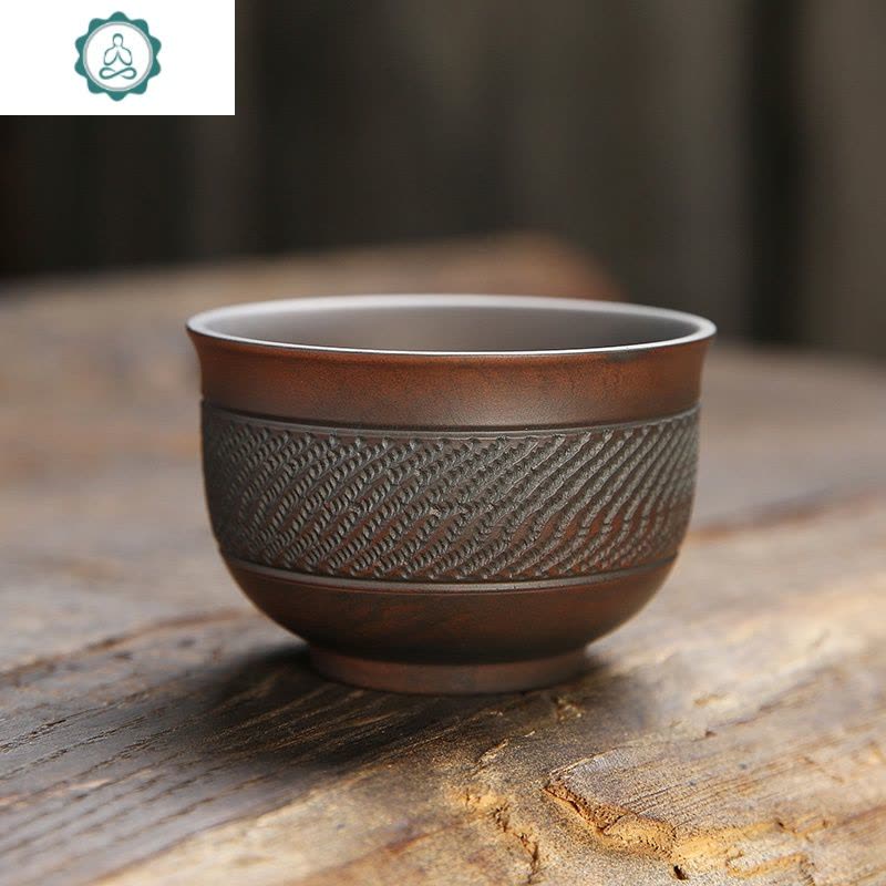 紫陶茶杯紫泥紫砂品茗杯单杯大号功夫茶盏主人杯陶瓷坭兴泥喝茶杯 封后 紫陶压手杯80图片