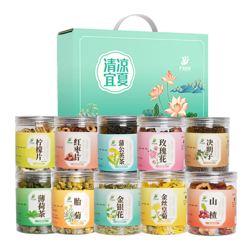 伊佳尚品 清凉一夏防暑组合柠檬片红枣片蒲公英茶玫瑰花决明子薄荷茶胎菊金银花金丝皇菊山楂 780g/套